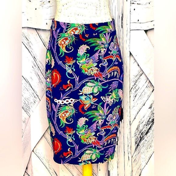J Crew No. 2 Pencil Skirt Floral Print Cotton Multicolor 2 - Picture 1 of 8